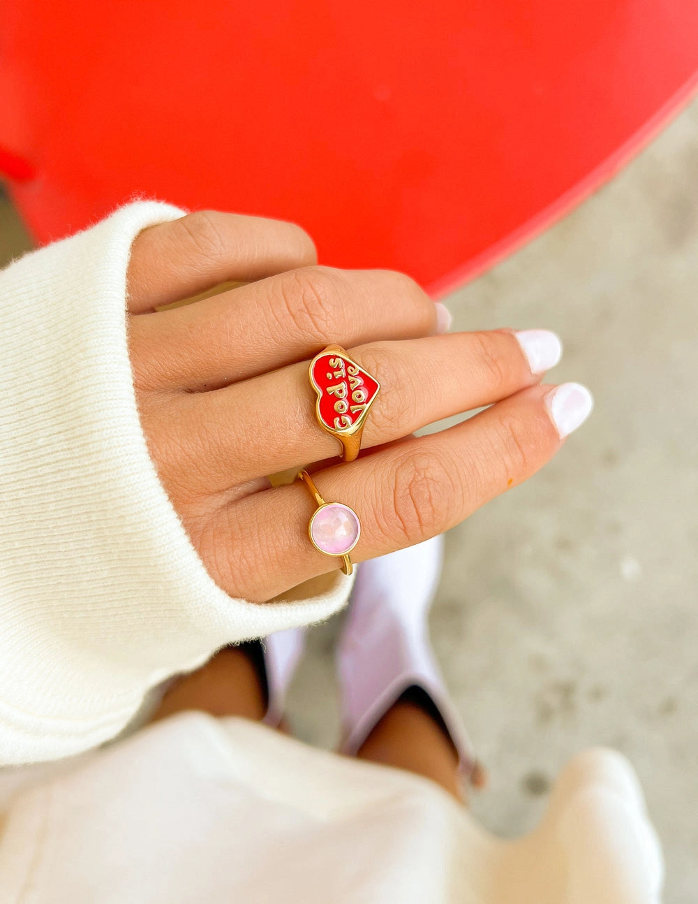"God Is Love" Red Heart Ring
