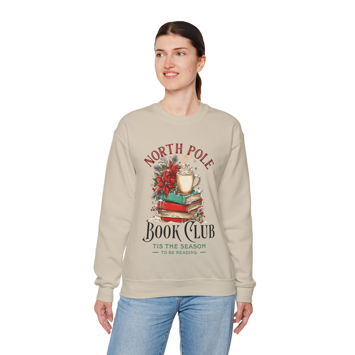 North Pole Book Club – Gildan Heavy Blend | Trendy Women’s Soft Sweatshirt. Direct to Garment. Printed & Shipped in the USA. Unisex Sizes.