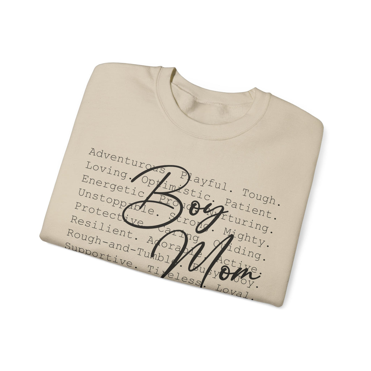 Boy Mom Typography – Gildan Heavy Blend | Trendy Women’s Soft Sweatshirt. Direct to Garment. Printed & Shipped in the USA. Unisex Sizes.