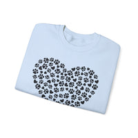 Dog Paw Heart – Gildan Heavy Blend | Trendy Women’s Soft Sweatshirt. Direct to Garment. Printed & Shipped in the USA. Unisex Sizes.