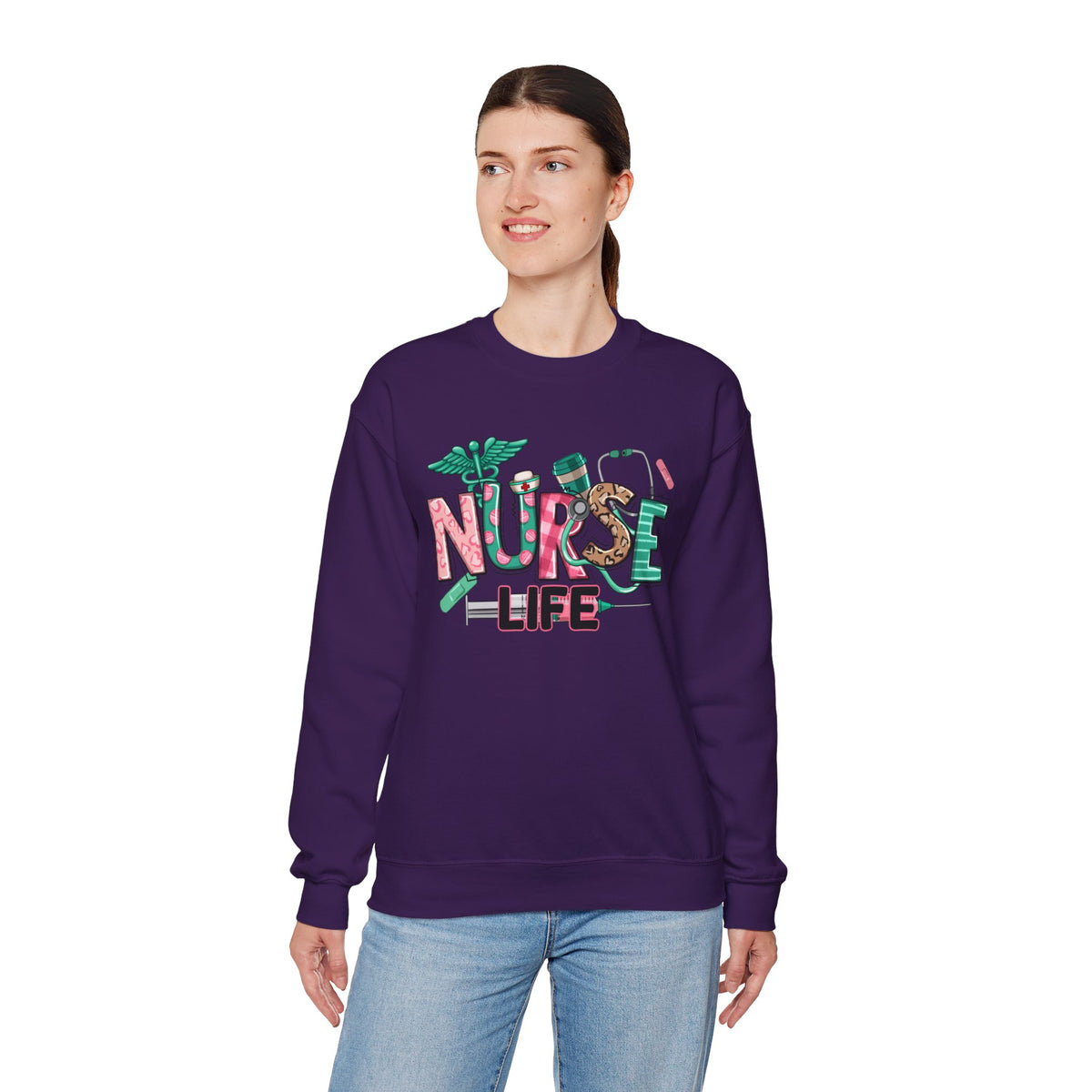 Nurse Life Cute Preppy Healthcare – Gildan Heavy Blend | Trendy Women’s Soft Sweatshirt. Direct to Garment. Printed & Shipped in the USA. Unisex Sizes.