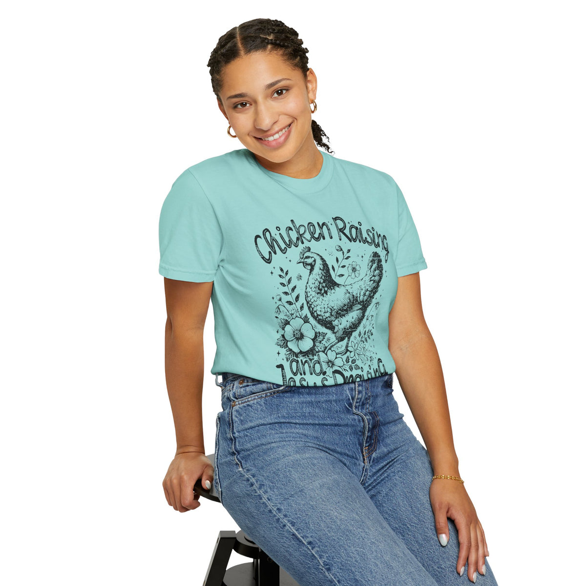 Chicken Raising and Jesus Praising - Comfort Colors | Trendy Men's and Women's T-Shirt. Direct to Garment. Printed & Shipped in the USA. Unisex Sizes.
