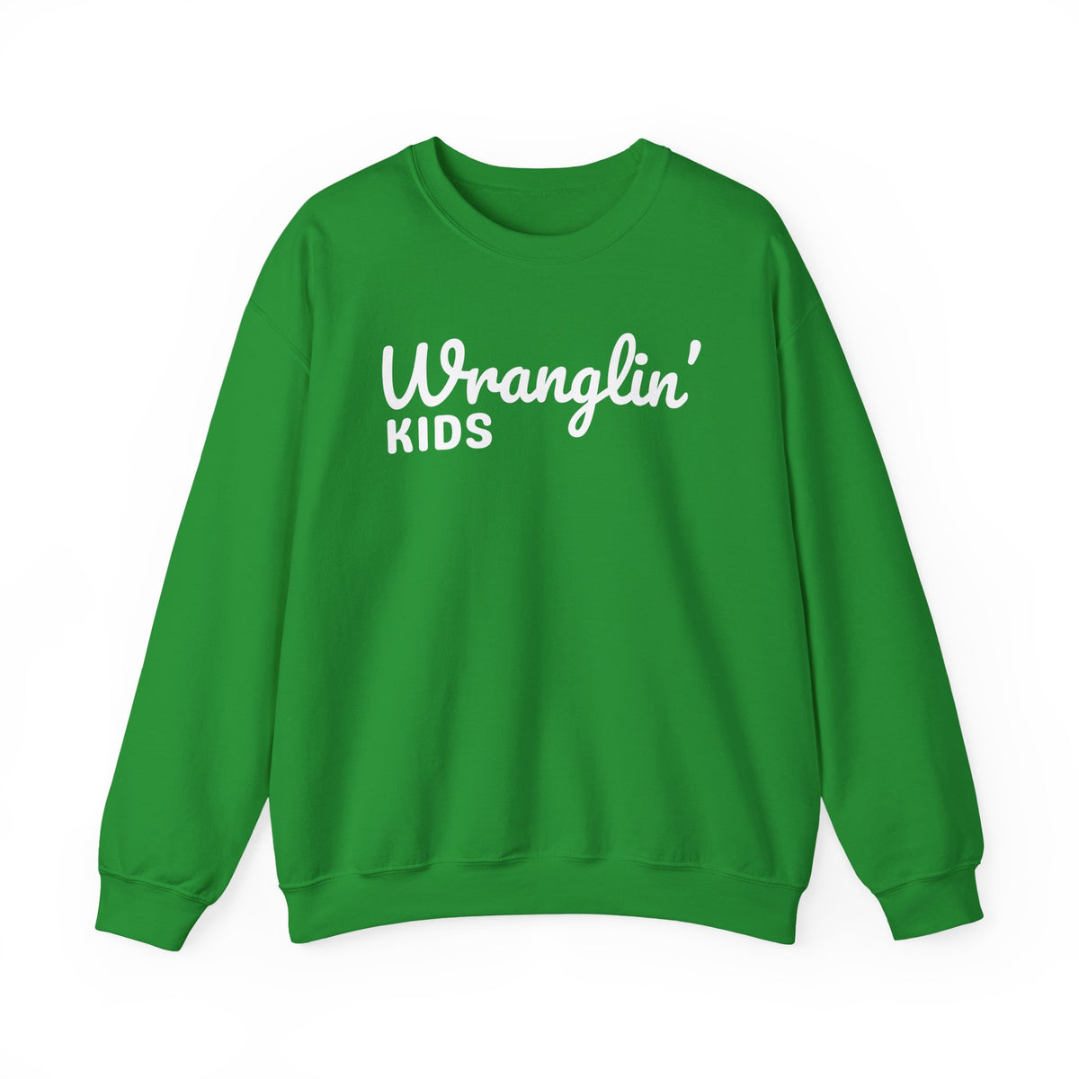 Wranglin' Kids Funny Mom Dad – Gildan Heavy Blend | Trendy Women’s and Men's Soft Sweatshirt. Direct to Garment. Printed & Shipped in the USA. Unisex Sizes.