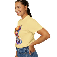 Sugar Addict Highland Cow - Comfort Colors | Trendy Women's T-Shirt. Direct to Garment. Printed & Shipped in the USA. Unisex Sizes.