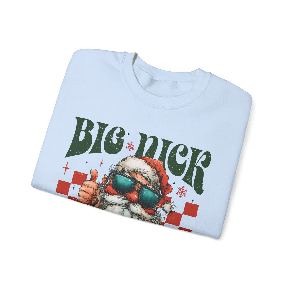 Big Nick Energy - Retro Santa Thumbs Up – Gildan Heavy Blend | Trendy Men's and Women’s Soft Sweatshirt. Direct to Garment. Printed & Shipped in the USA. Unisex Sizes.
