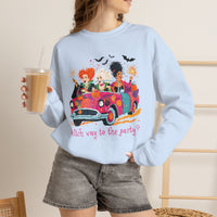 Witch Way to the Party? – Gildan Heavy Blend | Trendy Women’s Soft Sweatshirt. Direct to Garment. Printed & Shipped in the USA. Unisex Sizes.