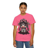Cute Highland Cow 'Hot Mess' In Braids  - Comfort Colors | Trendy Women's T-Shirt. Direct to Garment. Printed & Shipped in the USA. Unisex Sizes.