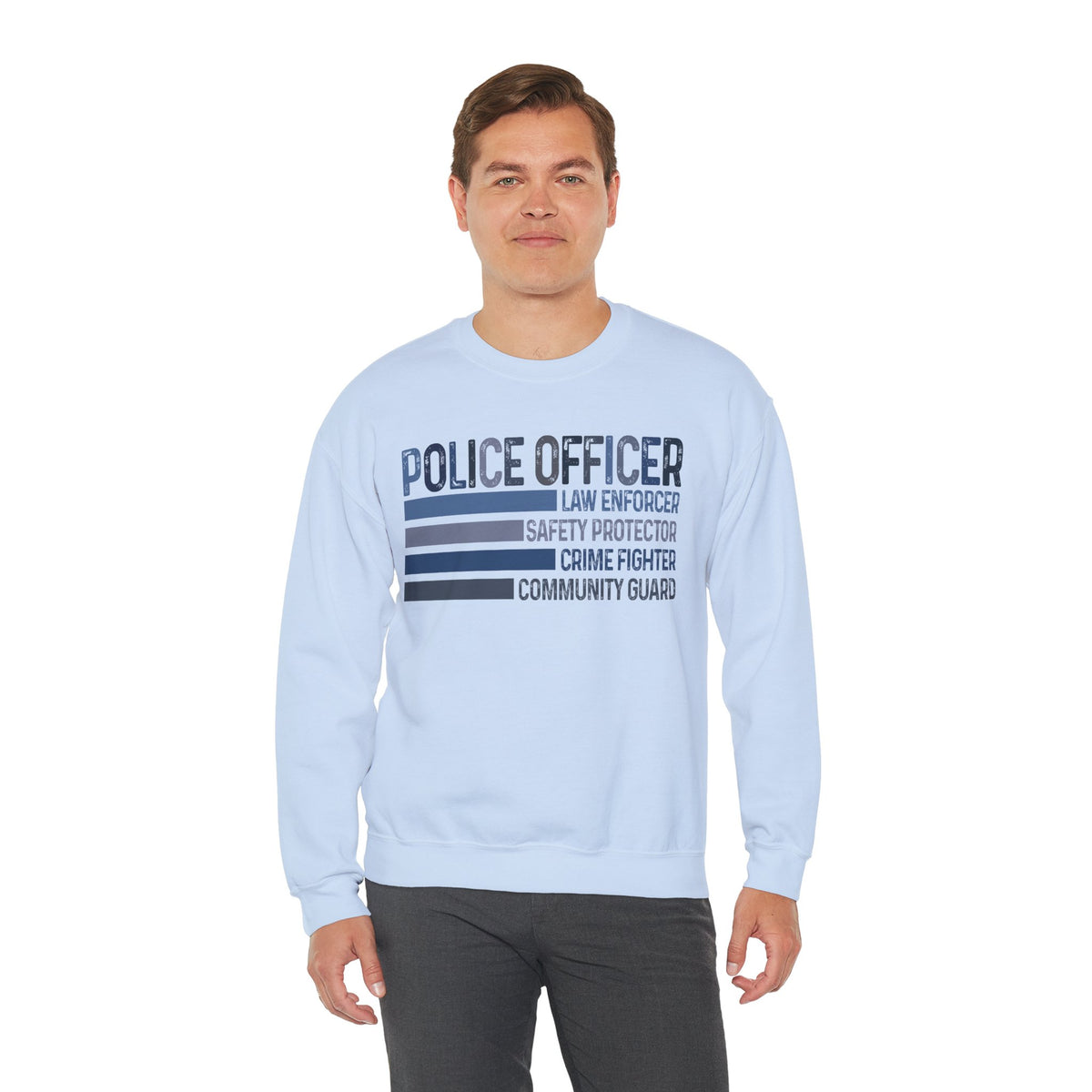 Police Officer - Description – Gildan Heavy Blend | Trendy Men's and Women’s Soft Sweatshirt. Direct to Garment. Printed & Shipped in the USA. Unisex Sizes.