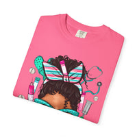 Phlebotomist Life, Messy Bun - Comfort Colors | Trendy Women's T-Shirt. Direct to Garment. Printed & Shipped in the USA. Unisex Sizes.