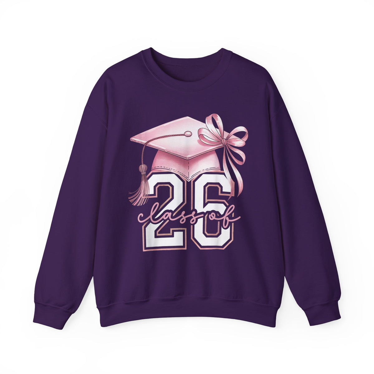 Pink Coquette, Class of 2026 26 Graduation, Pink Cap – Gildan Heavy Blend | Trendy Women’s Soft Sweatshirt. Direct to Garment. Printed & Shipped in the USA. Unisex Sizes.