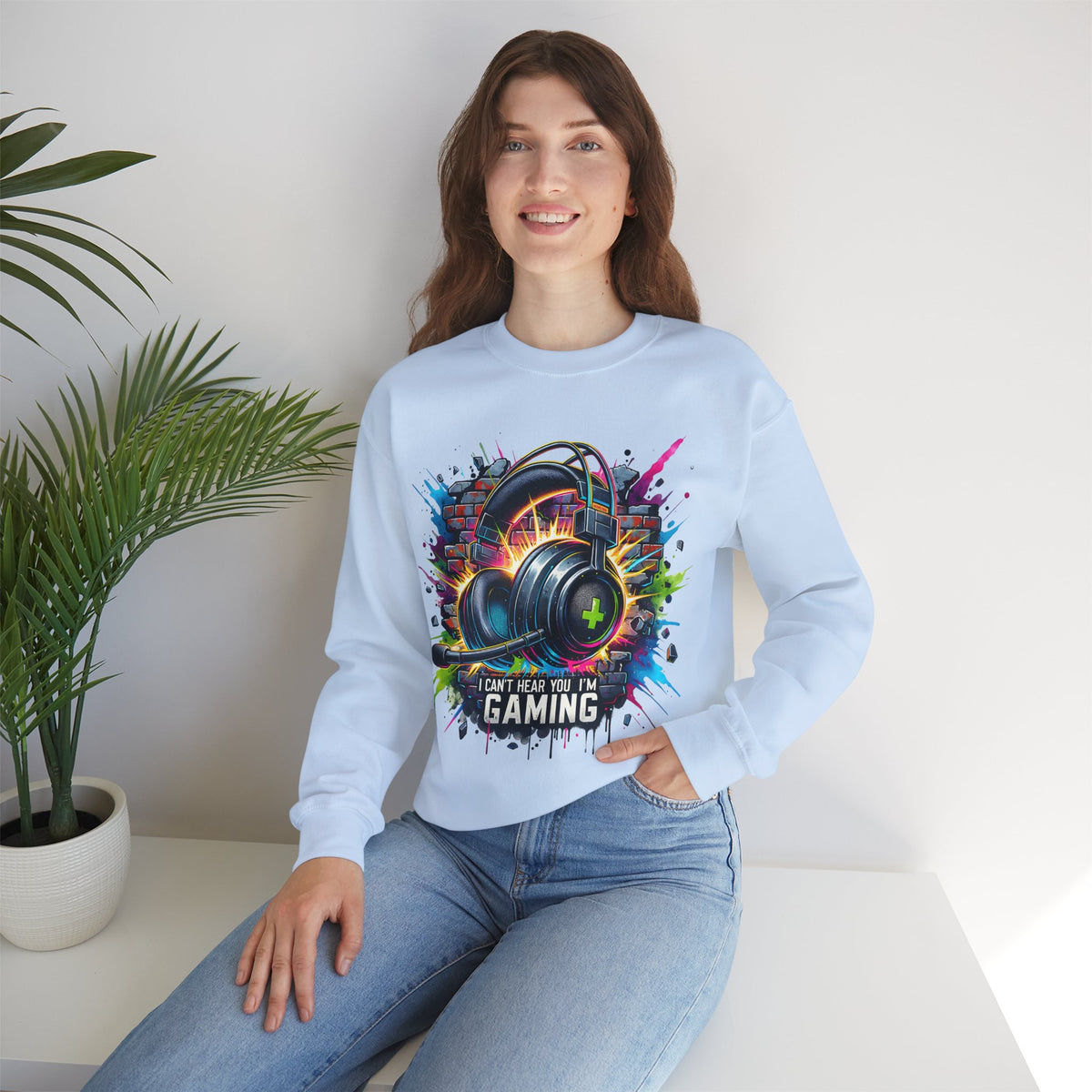 Gaming Headset I Can't Hear You, I'm Gaming – Gildan Heavy Blend | Trendy Women’s and Men's Soft Sweatshirt. Direct to Garment. Printed & Shipped in the USA. Unisex Sizes.