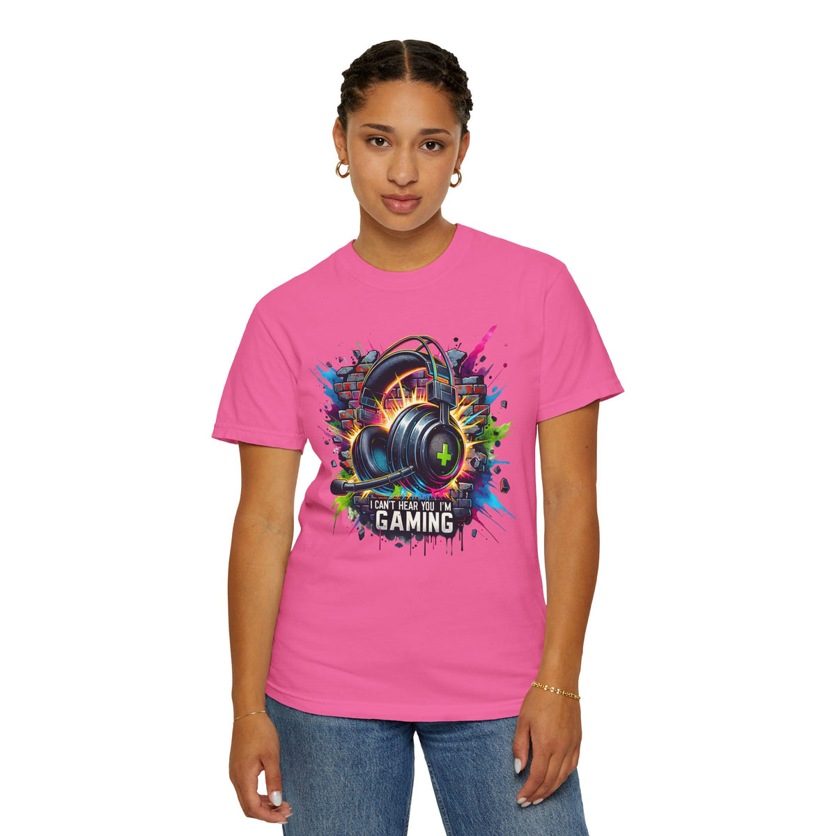 Gaming Headset I Can't Hear You, I'm Gaming - Comfort Colors | Trendy Men's And Women's T-Shirt. Direct to Garment. Printed & Shipped in the USA. Unisex Sizes.
