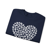 Dog Paw Heart – Gildan Heavy Blend | Trendy Women’s Soft Sweatshirt. Direct to Garment. Printed & Shipped in the USA. Unisex Sizes.