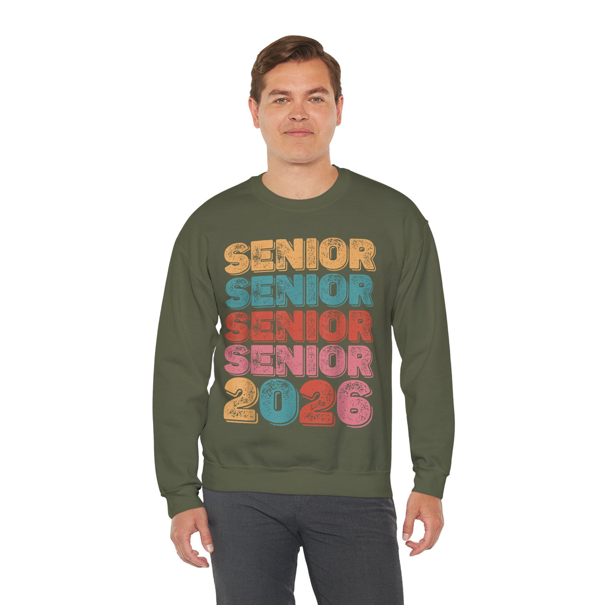 Senior Class of 2026 Retro – Gildan Heavy Blend | Trendy Men's and Women’s Soft Sweatshirt. Direct to Garment. Printed & Shipped in the USA. Unisex Sizes.