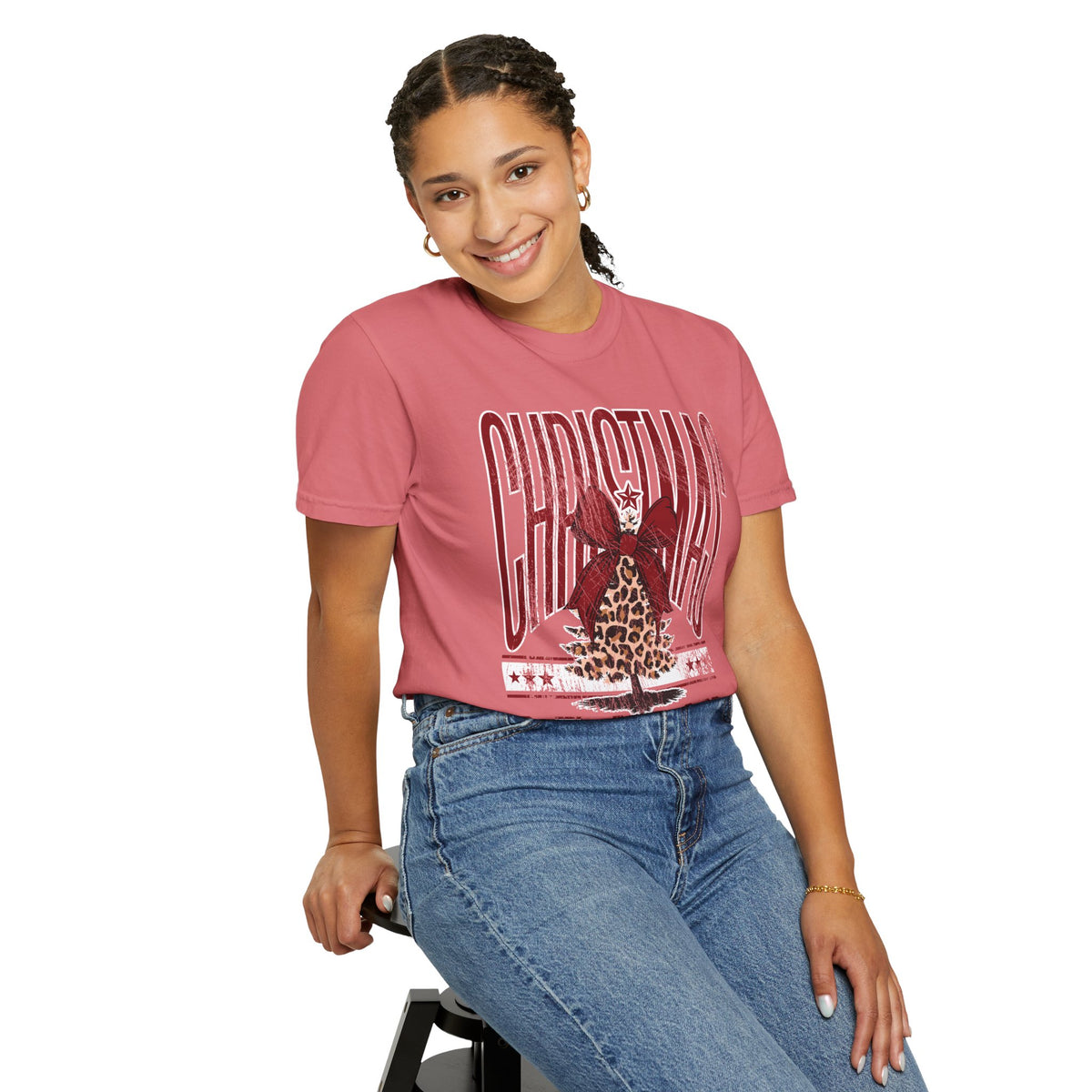 Christmas Season Leopard Tree  - Comfort Colors | Trendy Women's T-Shirt. Direct to Garment. Printed & Shipped in the USA. Unisex Sizes.