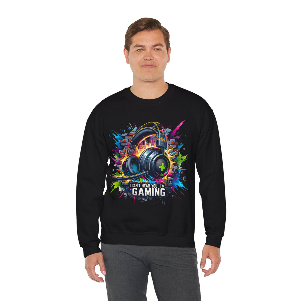 Gaming Headset I Can't Hear You, I'm Gaming – Gildan Heavy Blend | Trendy Women’s and Men's Soft Sweatshirt. Direct to Garment. Printed & Shipped in the USA. Unisex Sizes.