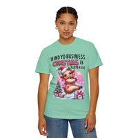 Highland Cow Mind Yo Business Christmas is Expensive - Comfort Colors | Trendy Women's T-Shirt. Direct to Garment. Printed & Shipped in the USA. Unisex Sizes.