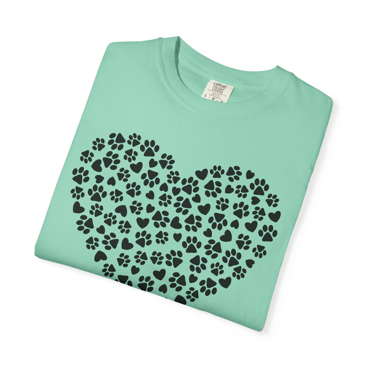 Dog Paw Heart - Comfort Colors | Trendy Women's T-Shirt. Direct to Garment. Printed & Shipped in the USA. Unisex Sizes.