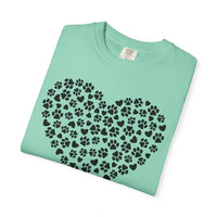 Dog Paw Heart - Comfort Colors | Trendy Women's T-Shirt. Direct to Garment. Printed & Shipped in the USA. Unisex Sizes.