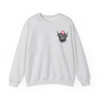 Head Heffa Highland Cow, Front & Back Print – Gildan Heavy Blend | Trendy Women’s Soft Sweatshirt. Direct to Garment. Printed & Shipped in the USA. Unisex Sizes.