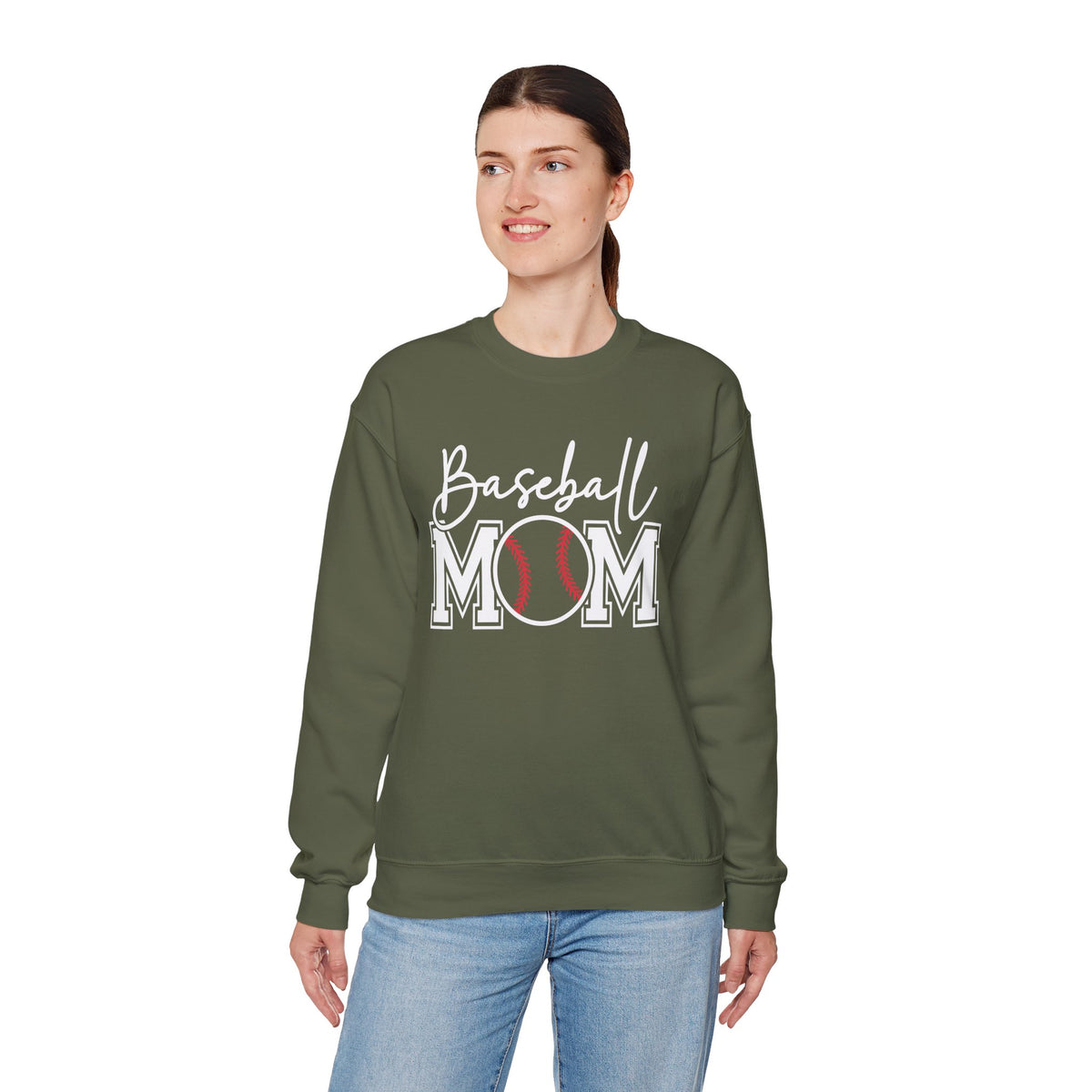 Baseball Mom – Gildan Heavy Blend | Trendy Women’s Soft Sweatshirt. Direct to Garment. Printed & Shipped in the USA. Unisex Sizes.