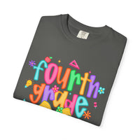 Coquette Fourth Grade Pencil Bow - Comfort Colors | Trendy Women's T-Shirt. Direct to Garment. Printed & Shipped in the USA. Unisex Sizes.