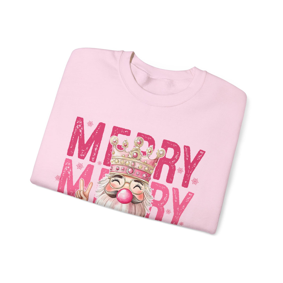 Merry Christmas - Cute Pink Bubblegum Nutcracker – Gildan Heavy Blend | Trendy Women’s Soft Sweatshirt. Direct to Garment. Printed & Shipped in the USA. Unisex Sizes.