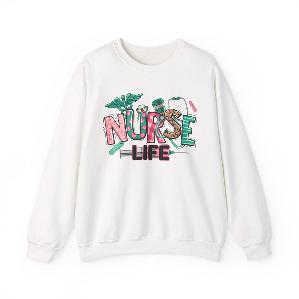 Nurse Life Cute Preppy Healthcare – Gildan Heavy Blend | Trendy Women’s Soft Sweatshirt. Direct to Garment. Printed & Shipped in the USA. Unisex Sizes.