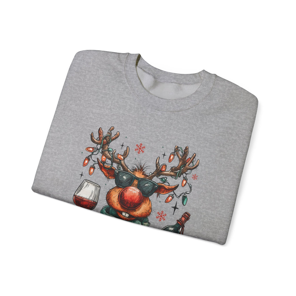 Merry & Mischievous Reindeer – Gildan Heavy Blend | Trendy Women’s and Men's Soft Sweatshirt. Direct to Garment. Printed & Shipped in the USA. Unisex Sizes.