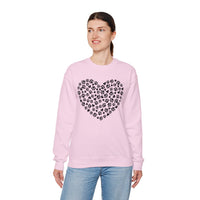 Dog Paw Heart – Gildan Heavy Blend | Trendy Women’s Soft Sweatshirt. Direct to Garment. Printed & Shipped in the USA. Unisex Sizes.