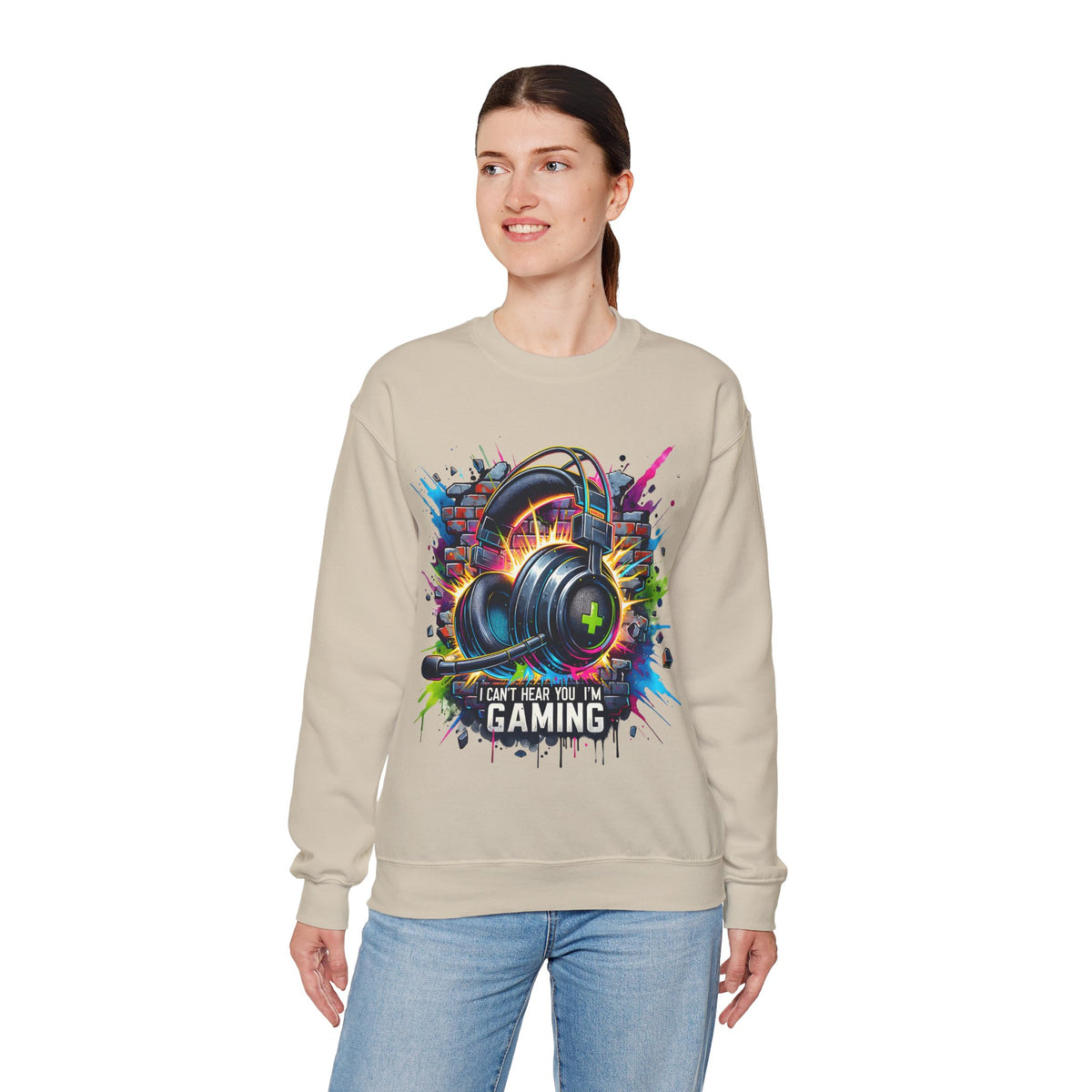 Gaming Headset I Can't Hear You, I'm Gaming – Gildan Heavy Blend | Trendy Women’s and Men's Soft Sweatshirt. Direct to Garment. Printed & Shipped in the USA. Unisex Sizes.