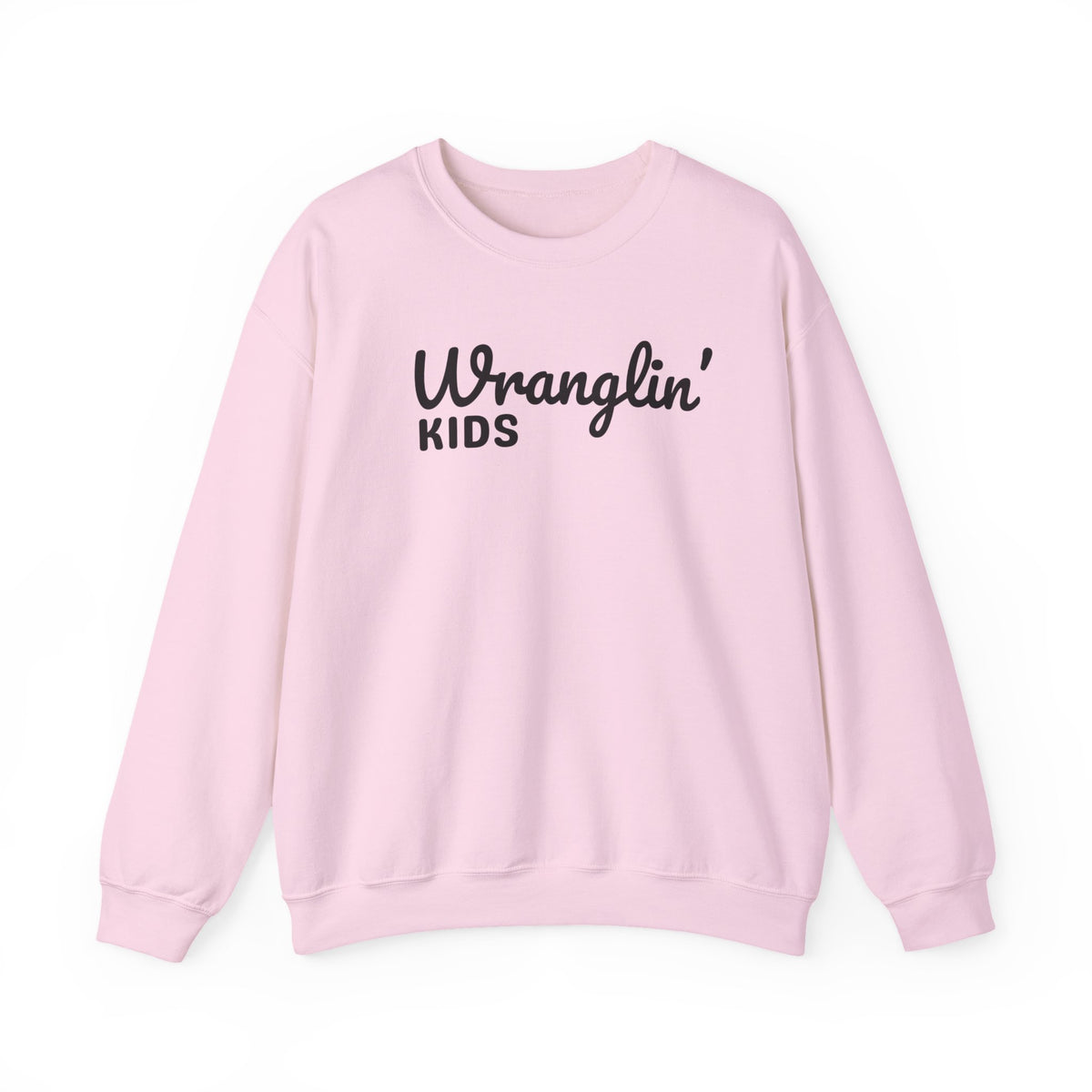 Wranglin' Kids Funny Mom Dad – Gildan Heavy Blend | Trendy Women’s and Men's Soft Sweatshirt. Direct to Garment. Printed & Shipped in the USA. Unisex Sizes.