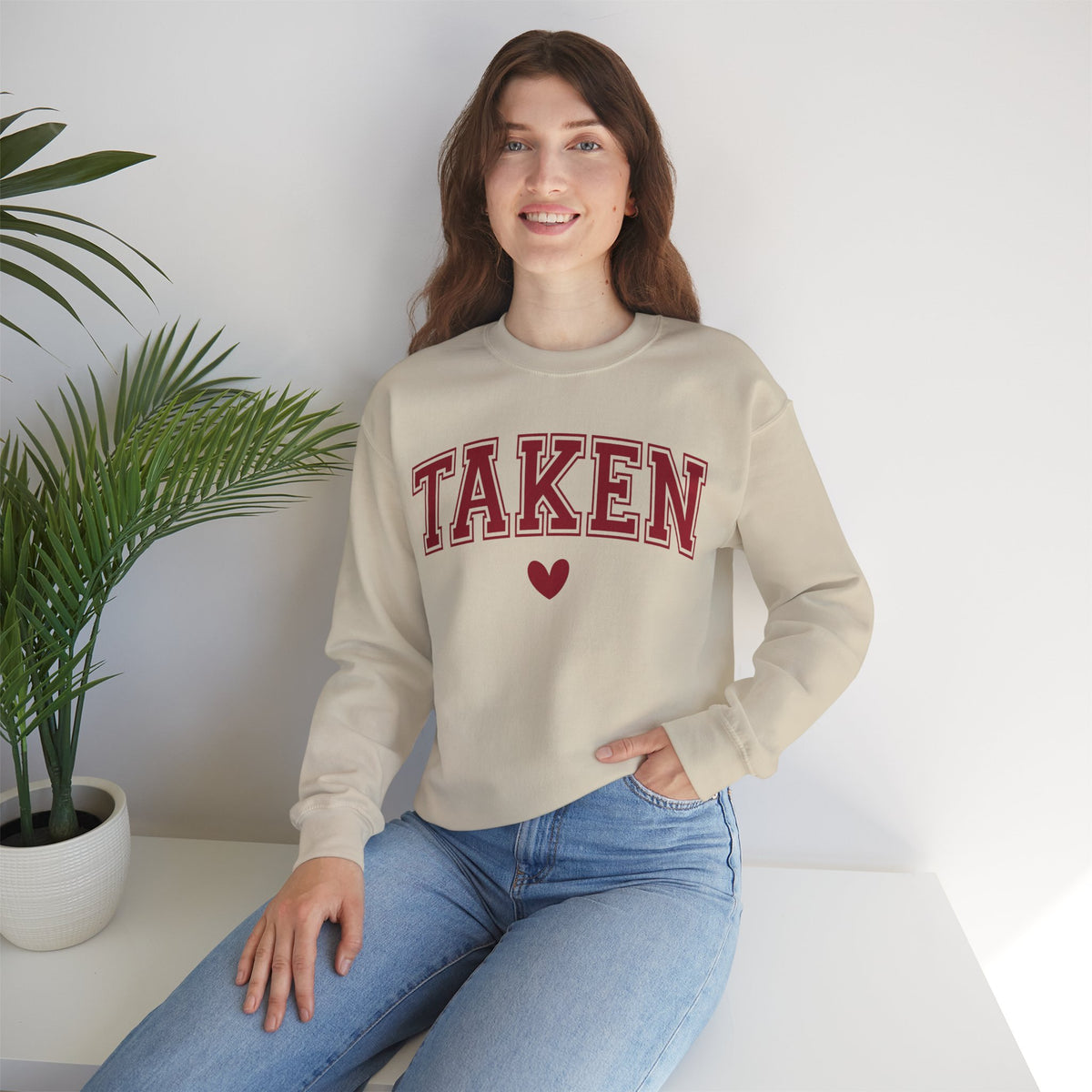 Taken - Varsity – Gildan Heavy Blend | Trendy Women’s Soft Sweatshirt. Direct to Garment. Printed & Shipped in the USA. Unisex Sizes.