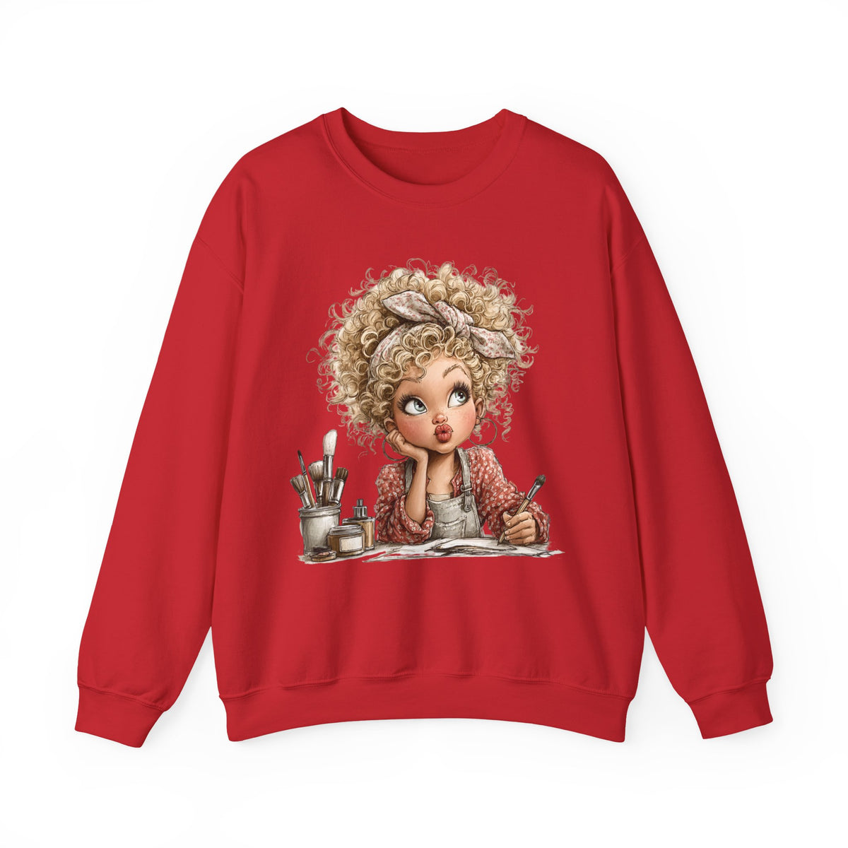 Cute Artist Curly Girl – Gildan Heavy Blend | Trendy Women’s Soft Sweatshirt. Direct to Garment. Printed & Shipped in the USA. Unisex Sizes.