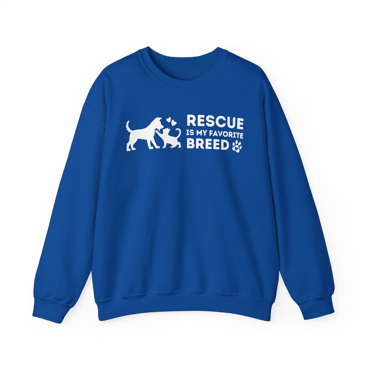 Rescue Is My Favorite Breed *This Shirt Saves Lives* – Gildan Heavy Blend | Trendy Men's and Women’s Soft Sweatshirt. Direct to Garment. Printed & Shipped in the USA. Unisex Sizes.
