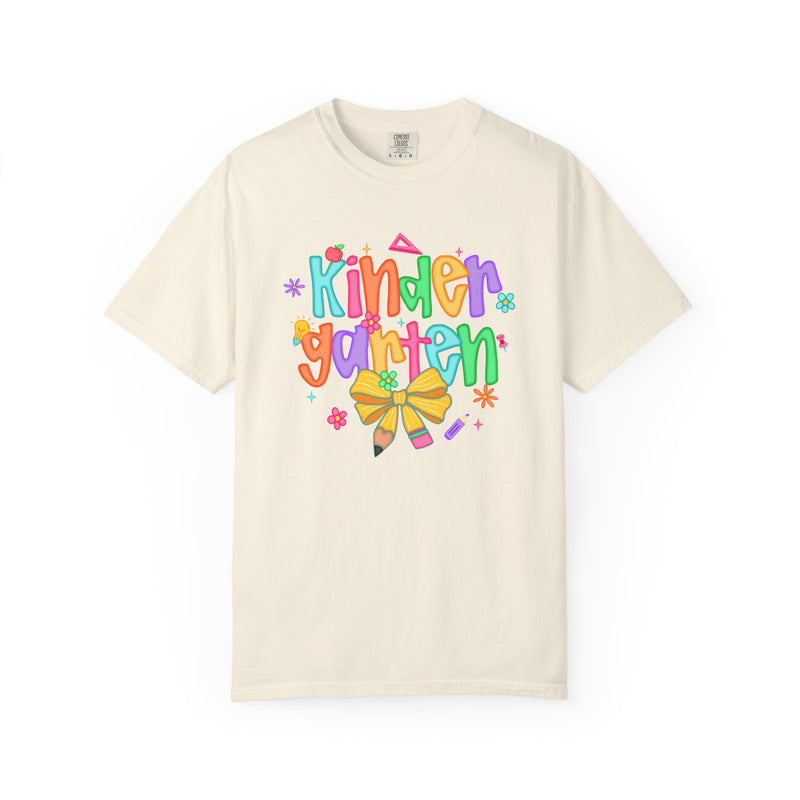 Coquette Kindergarten Pencil Bow - Comfort Colors | Trendy Women's T-Shirt. Direct to Garment. Printed & Shipped in the USA. Unisex Sizes.