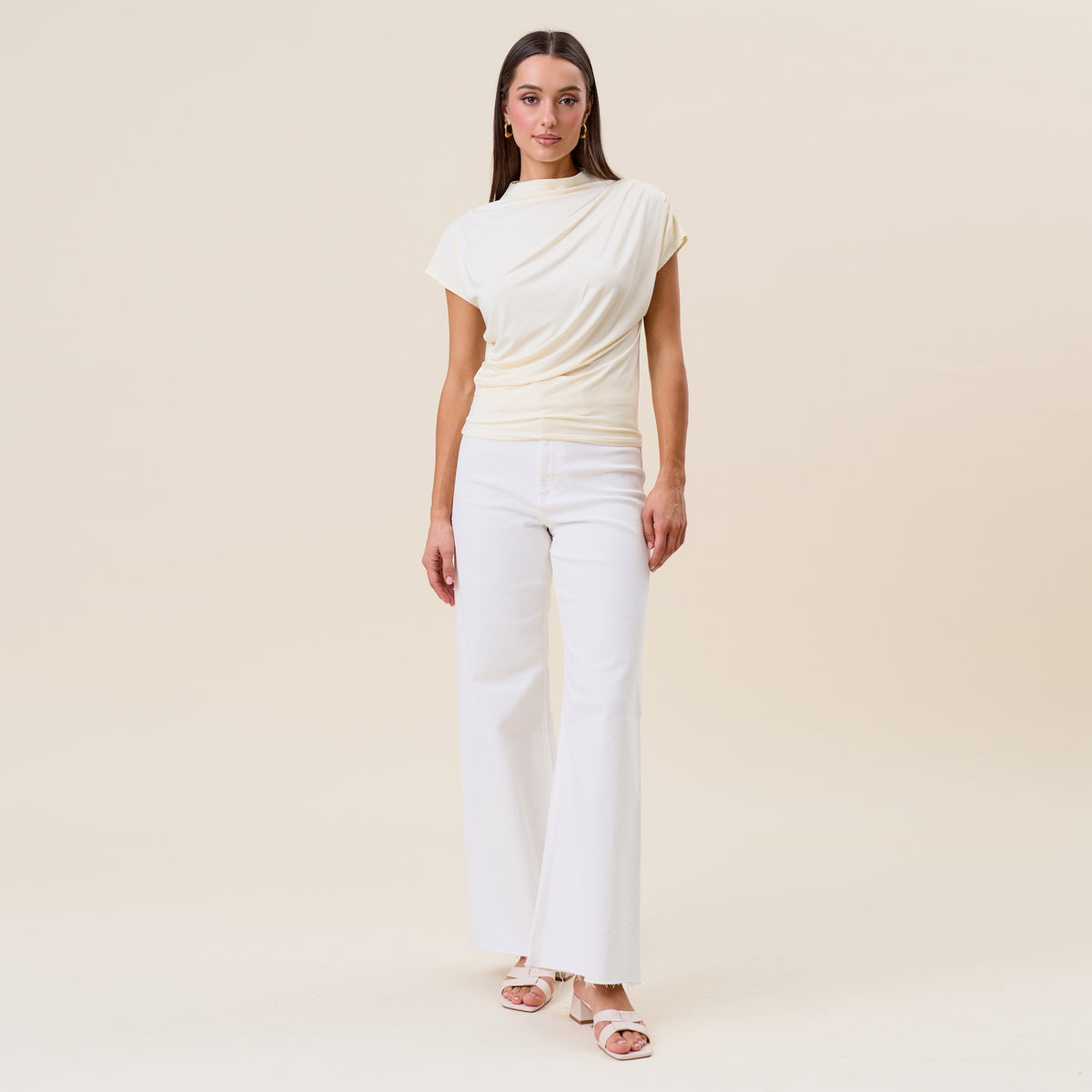 Draped (Cream) Rayon/Spandex Top