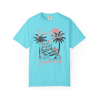 Feral Girl Summer, Possum on a Beach - Comfort Colors | Trendy Women's T-Shirt. Direct to Garment. Printed & Shipped in the USA. Unisex Sizes.