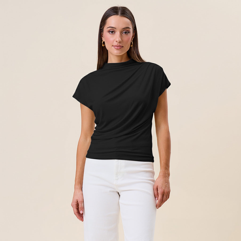 Draped (Black) Rayon/Spandex Top