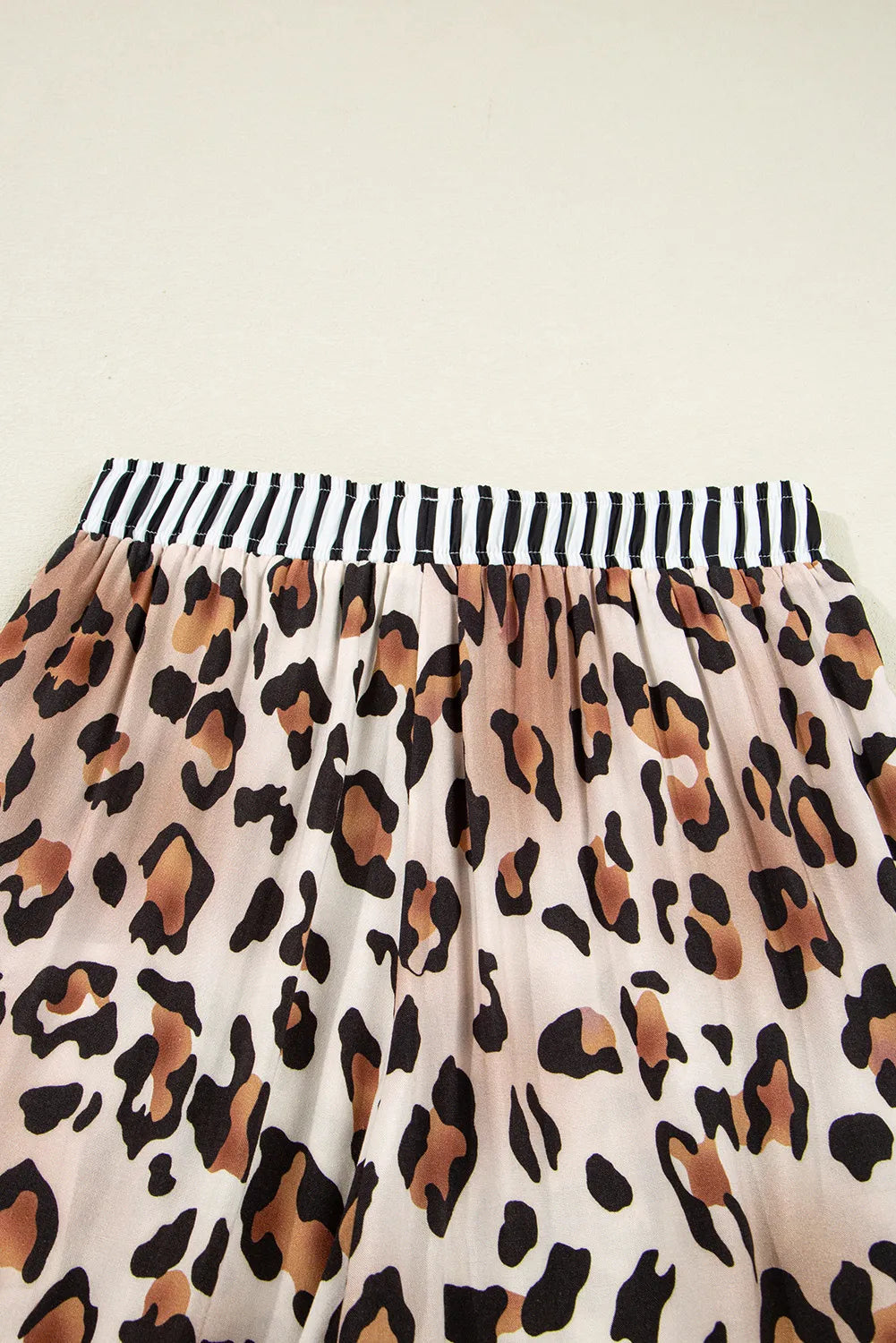 Leopard Print with Black/White Striped Accents 2pc Pants Pajama Set