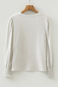 Light Ash 95% Cotton Puff Sleeve Top