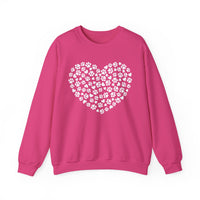 Dog Paw Heart – Gildan Heavy Blend | Trendy Women’s Soft Sweatshirt. Direct to Garment. Printed & Shipped in the USA. Unisex Sizes.