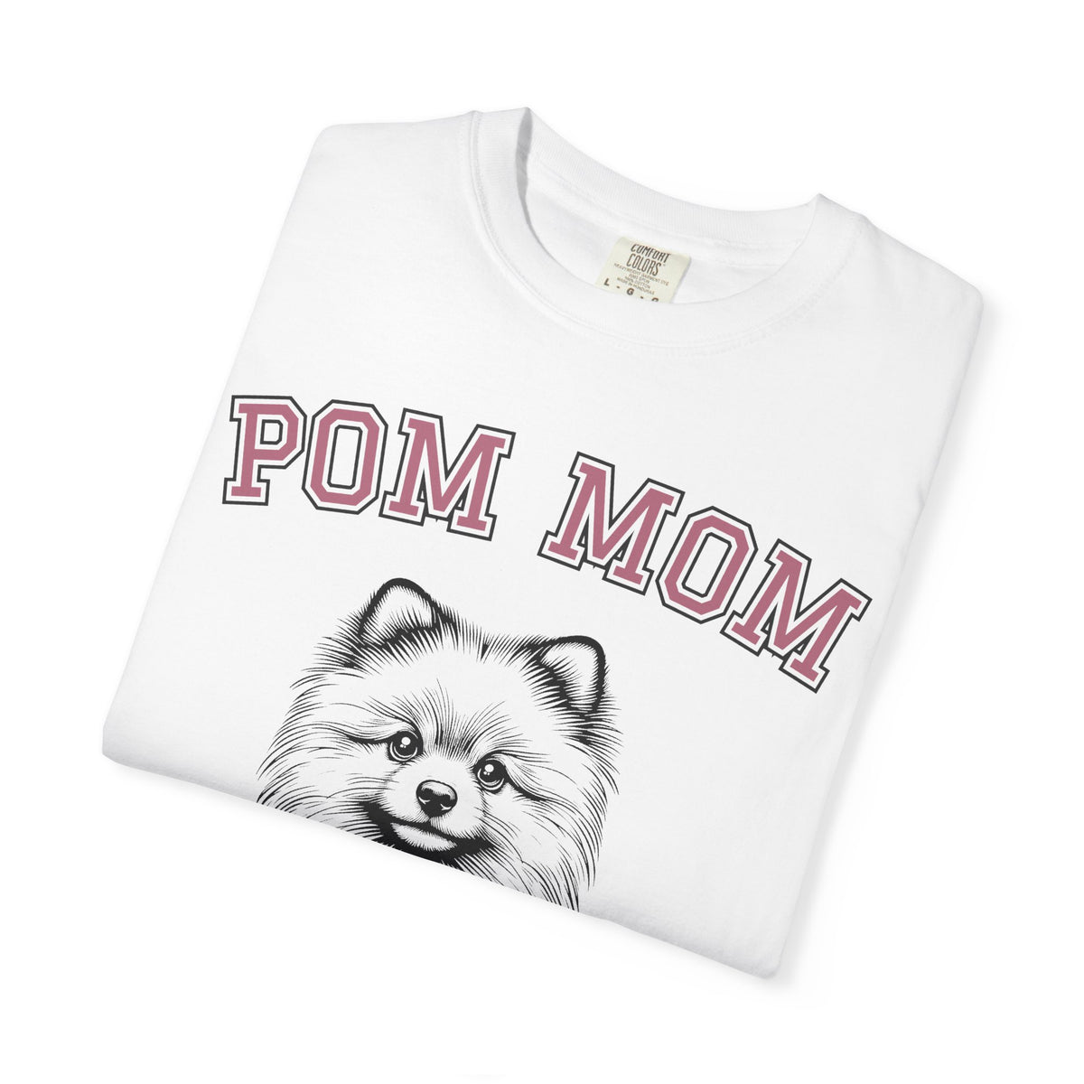 Pom Mom, Varsity - Comfort Colors | Trendy Women's T-Shirt. Direct to Garment. Printed & Shipped in the USA. Unisex Sizes.