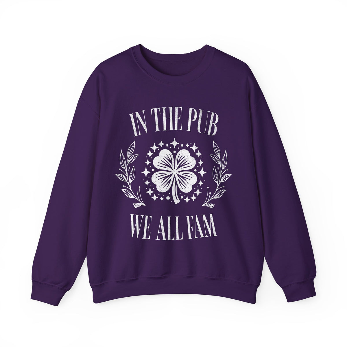 In the Pub We All Fam, Vintage – Gildan Heavy Blend | Trendy Women’s and Men's Soft Sweatshirt. Direct to Garment. Printed & Shipped in the USA. Unisex Sizes.