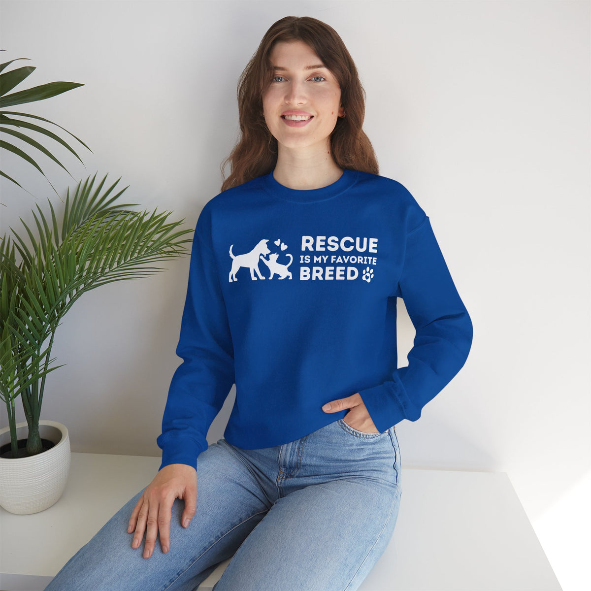 Rescue Is My Favorite Breed *This Shirt Saves Lives* – Gildan Heavy Blend | Trendy Men's and Women’s Soft Sweatshirt. Direct to Garment. Printed & Shipped in the USA. Unisex Sizes.