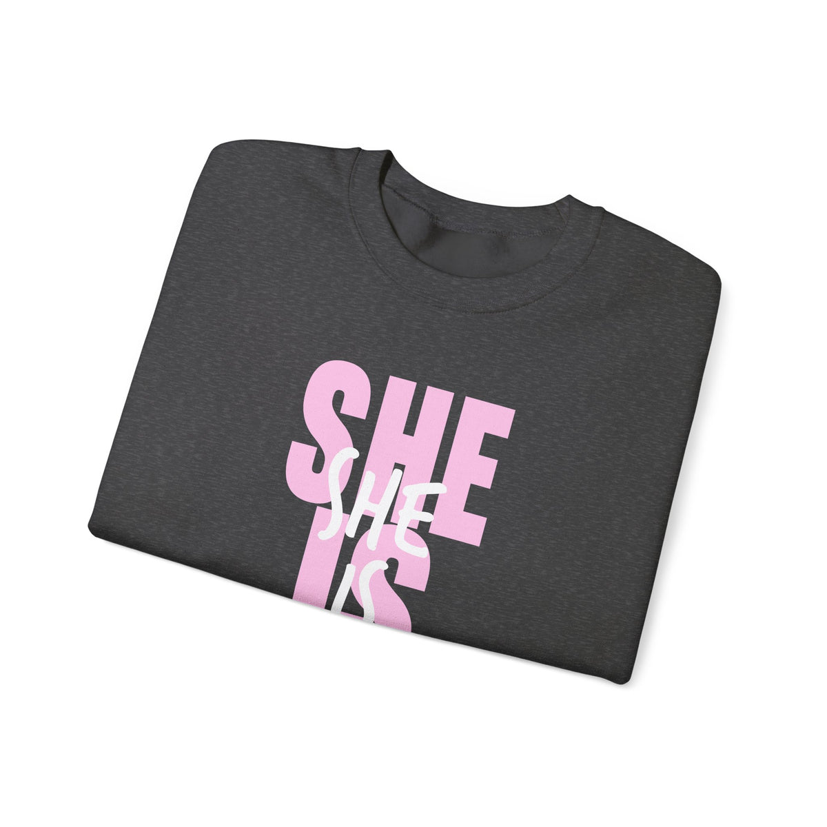 She Is Worthy – Gildan Heavy Blend | Trendy Women’s Soft Sweatshirt. Direct to Garment. Printed & Shipped in the USA. Unisex Sizes.