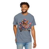 Patriotic Highland, America's 250th Birthday - Comfort Colors | Trendy Women's and Men's T-Shirt. Direct to Garment. Printed & Shipped in the USA. Unisex Sizes.