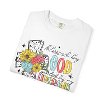 Blessed by God, Spoiled by Husband, Protect by Both - Comfort Colors | Trendy Women's T-Shirt. Direct to Garment. Printed & Shipped in the USA. Unisex Sizes.