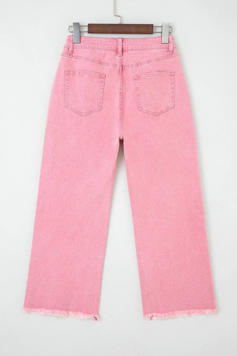 Dolly Pink Acid-Washed Cropped Wide Leg Jeans