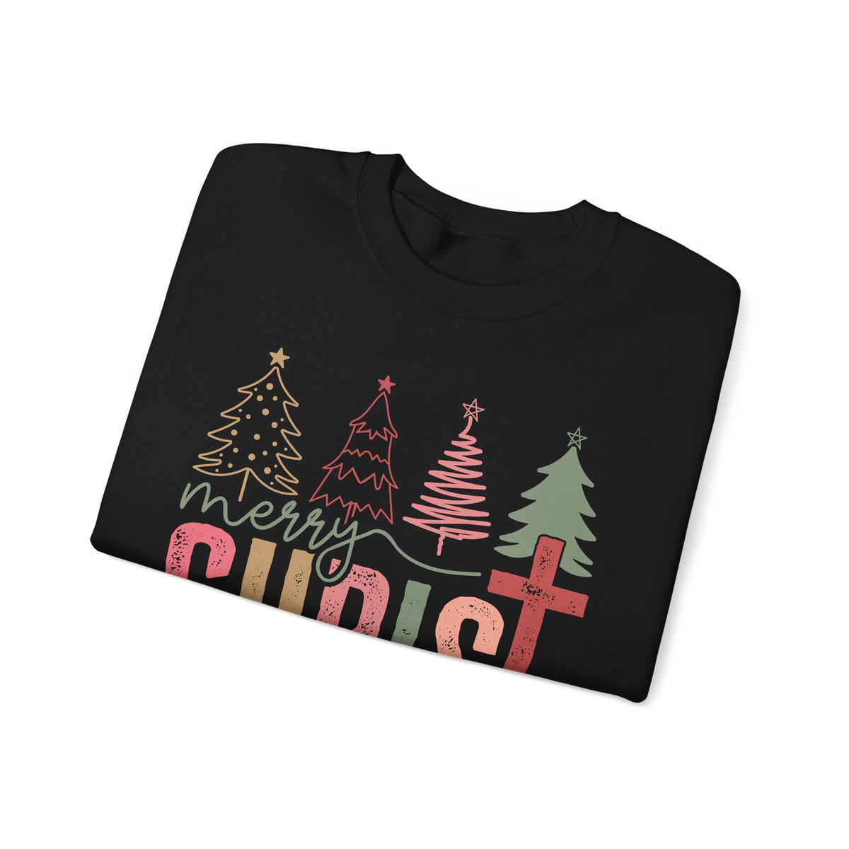 Merry ChrisTmas Christian Faith Graphic – Gildan Heavy Blend | Trendy Women’s Soft Sweatshirt. Direct to Garment. Printed & Shipped in the USA. Unisex Sizes.